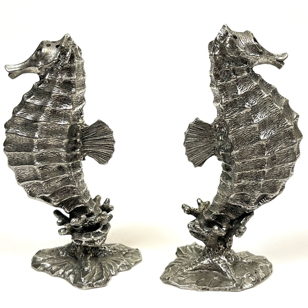Seahorse Pewter Salt Pepper Shakers Set - Picture 3 of 10